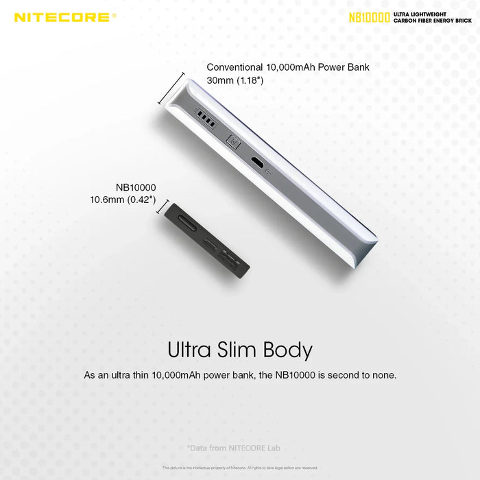 Nitecore 10000Mah Powerbank Ultra Lightweight Carbon Fiber Energy Brick - LX2001 - Homewares, Outdoor, Phone Accessories, Cases, Speakers, Headphones + More -