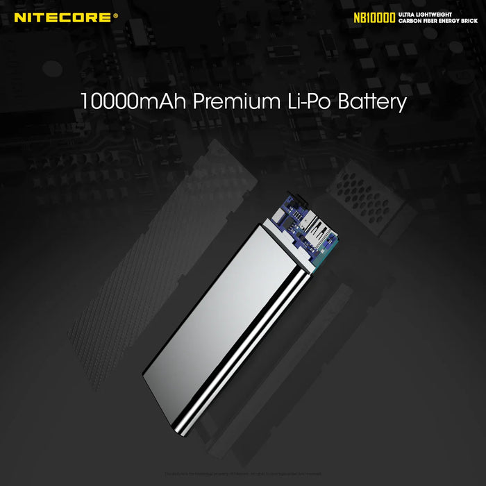Nitecore 10000Mah Powerbank Ultra Lightweight Carbon Fiber Energy Brick - LX2001 - Homewares, Outdoor, Phone Accessories, Cases, Speakers, Headphones + More -