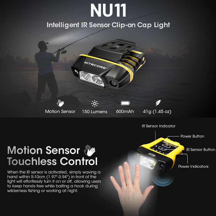 Nitecore 150 Lumen Intelligent Ir Sensor Clip-On Cap Light