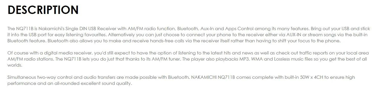 Nakamichi NQ711B Bluetooth USB AUX NZ Tuner Stereo NQ711B - LX2001 - Homewares, Outdoor, Phone Accessories, Cases, Speakers, Headphones + More -