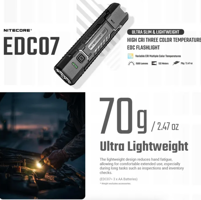 Nitecore Edc07 1500 Lumen Edc Flashlight Torch Pen Light Classic Black