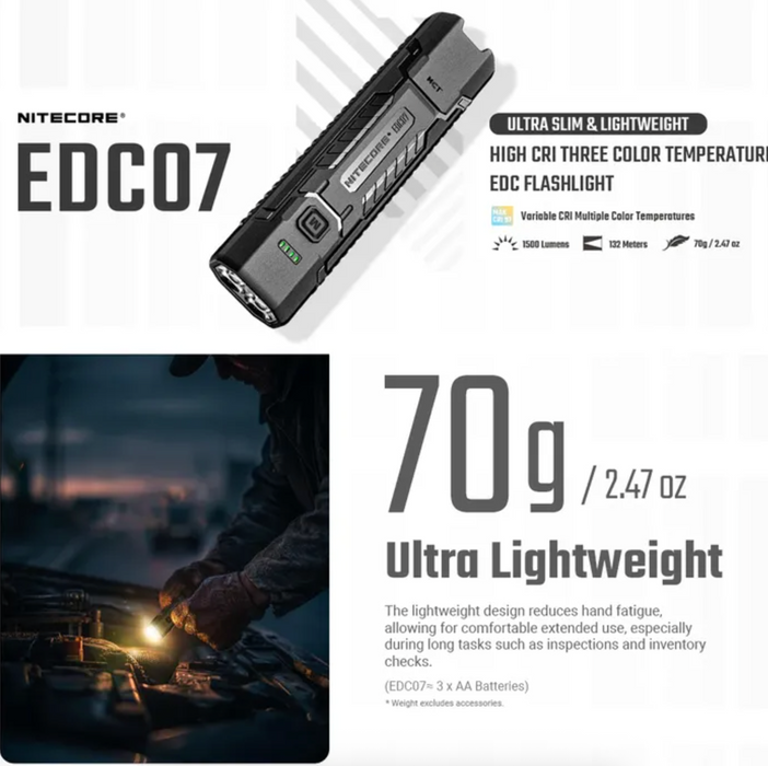 Nitecore Edc07 1500 Lumen Edc Flashlight Torch Pen Light Desert Tan