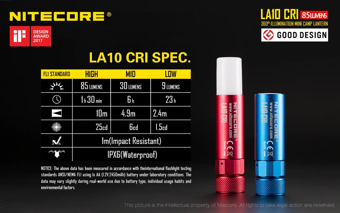 Nitecore LA10 CRI LED FLASHLIGHT - LX2001 - Homewares, Outdoor, Phone Accessories, Cases, Speakers, Headphones + More -