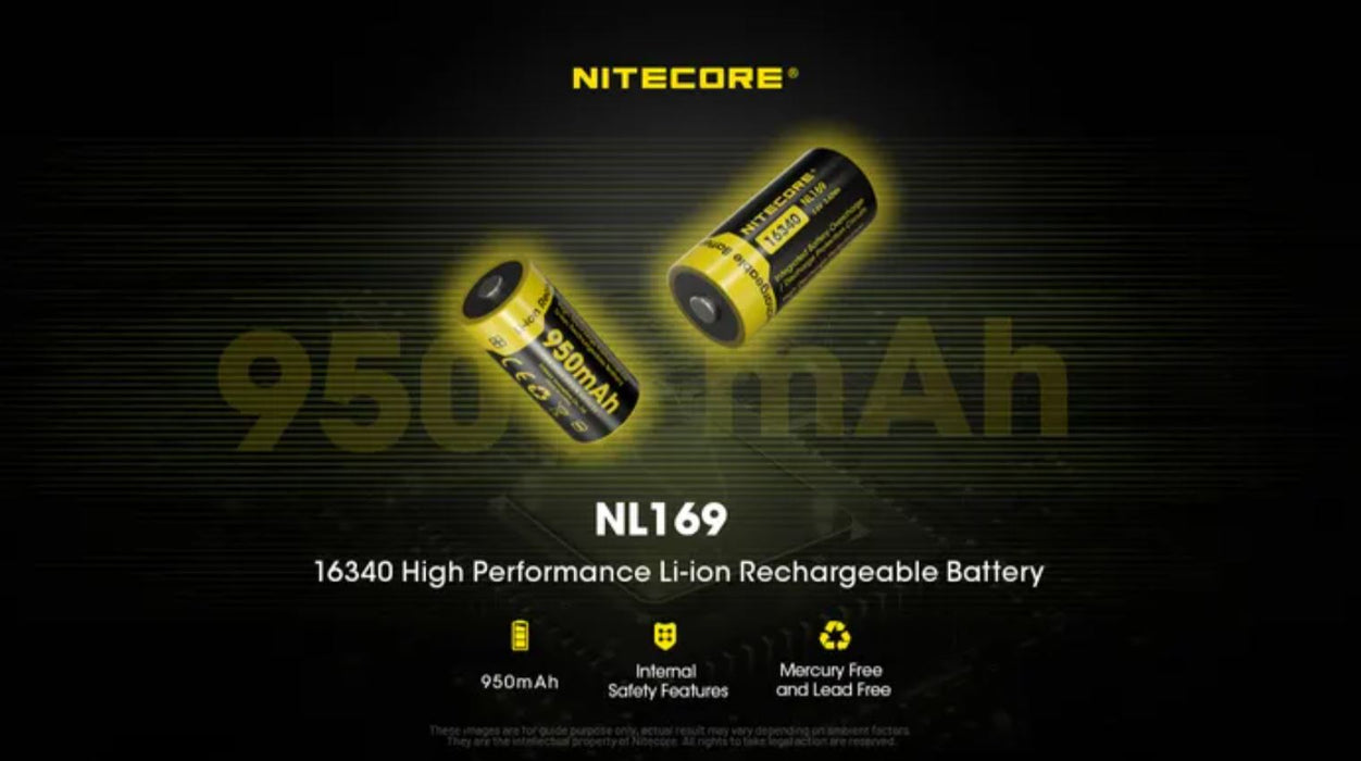 Nitecore Li-Ion Rechargeable 16340 Battery 950Mah 3.6V