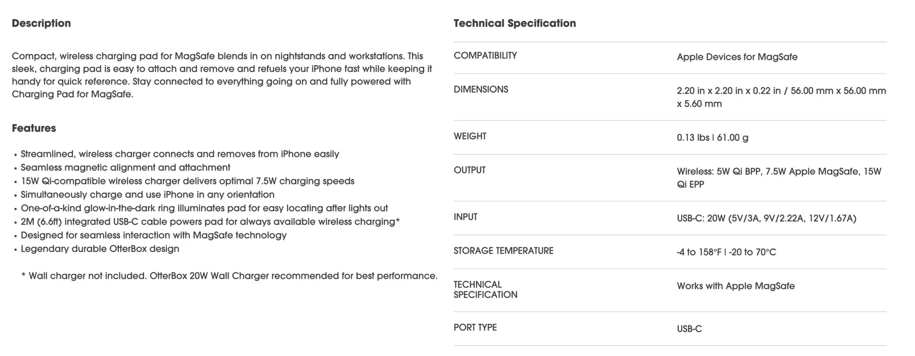 Otterbox Wireless Charging Qi Pad for Apple iPhone MagSafe 7.5W - LX2001 - Homewares, Outdoor, Phone Accessories, Cases, Speakers, Headphones + More -
