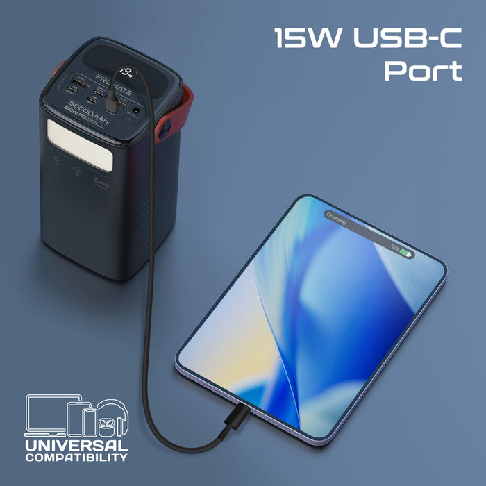 PROMATE 80000mAh High Capacity Power Bank with 100W PD. Multiple Input/Output Po