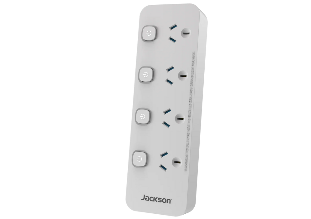 Jackson Switch Control Powerboard - White (4 Outlet) - LX2001 - Homewares, Outdoor, Phone Accessories, Cases, Speakers, Headphones + More -