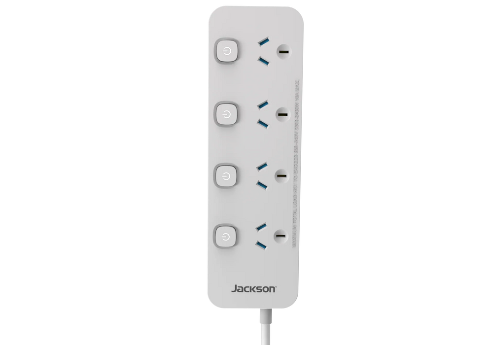 Jackson Switch Control Powerboard - White (4 Outlet) - LX2001 - Homewares, Outdoor, Phone Accessories, Cases, Speakers, Headphones + More -