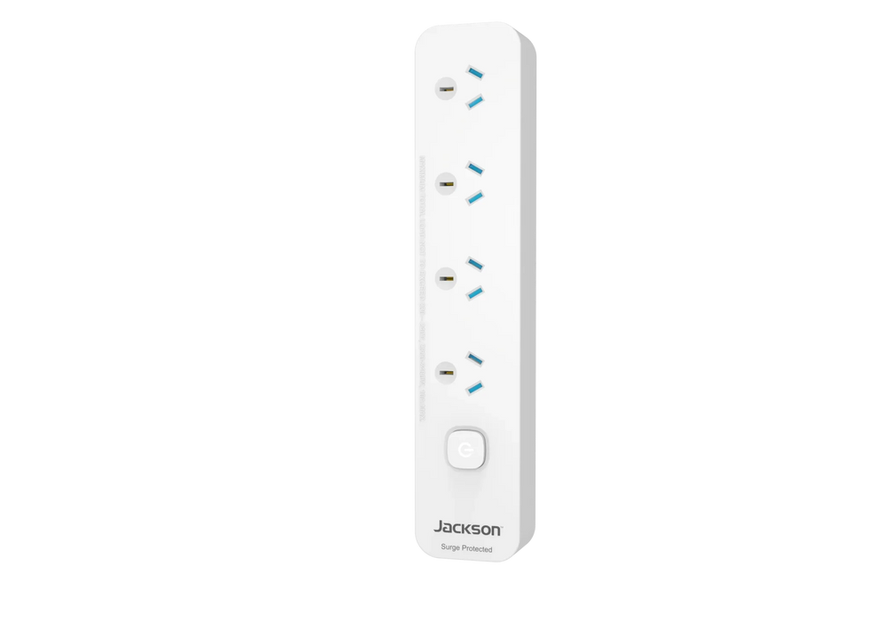Jackson 4 Outlet Surge Protector With Master Switch - White - LX2001 - Homewares, Outdoor, Phone Accessories, Cases, Speakers, Headphones + More -