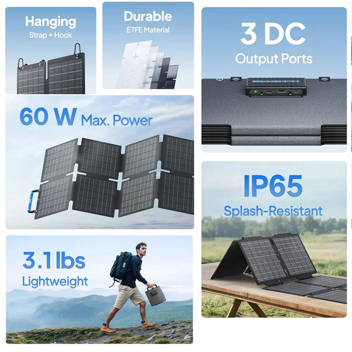 Bluetti Pv60F Foldable Solar Panels | 60W - LX2001 - Homewares, Outdoor, Phone Accessories, Cases, Speakers, Headphones + More -