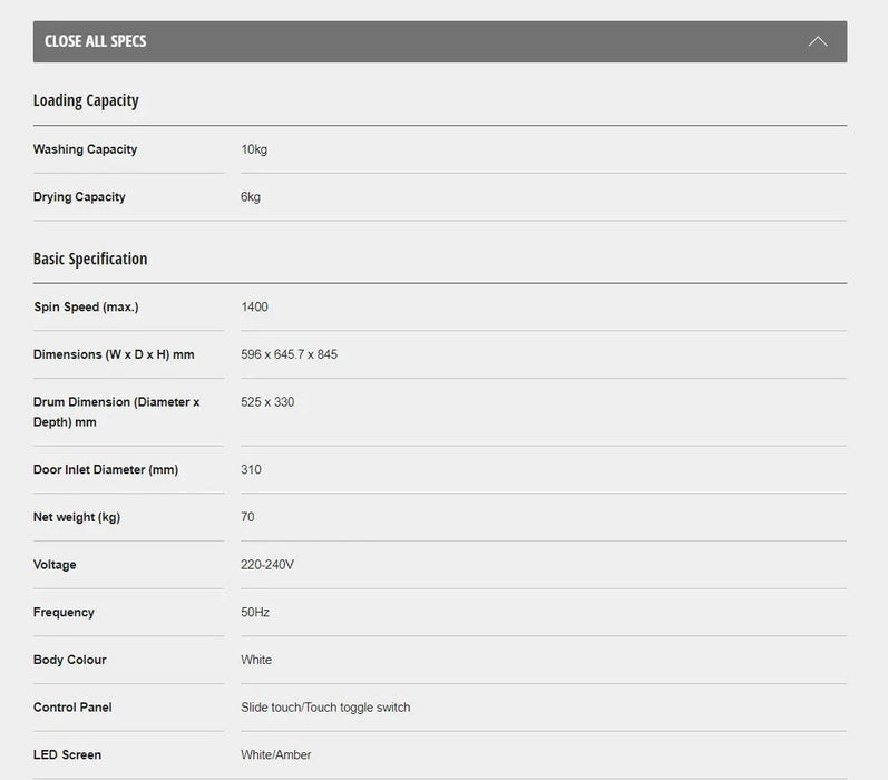 Panasonic 10KG Washer Washing Machine & 6KG Condenser Dryer - LX2001 - Homewares, Outdoor, Phone Accessories, Cases, Speakers, Headphones + More -