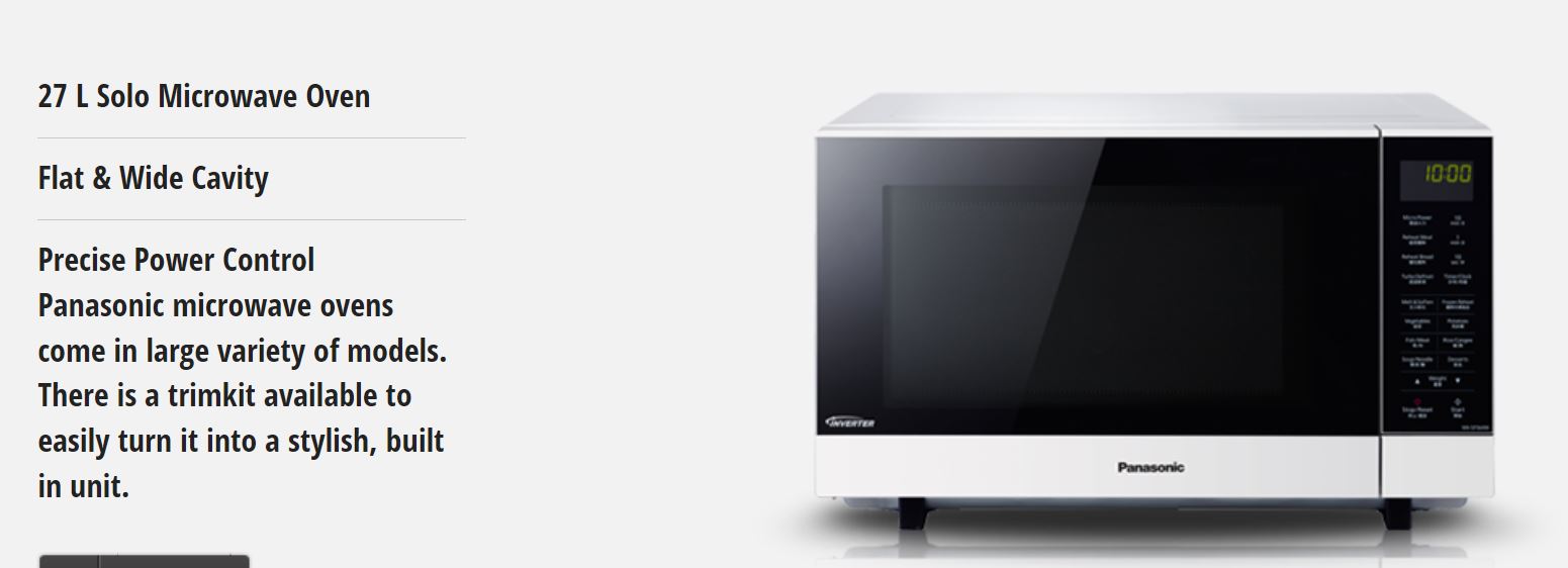 Panasonic 27L Flatbed Inverter 1000W Microwave - White NN-SF564WQPQ