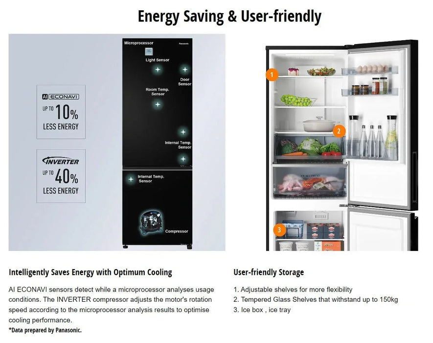 Panasonic 332L Bottom Mount Fridge Freezer - Black Gloss Steel (NR-BV361BPKA) - LX2001 - Homewares, Outdoor, Phone Accessories, Cases, Speakers, Headphones + More -