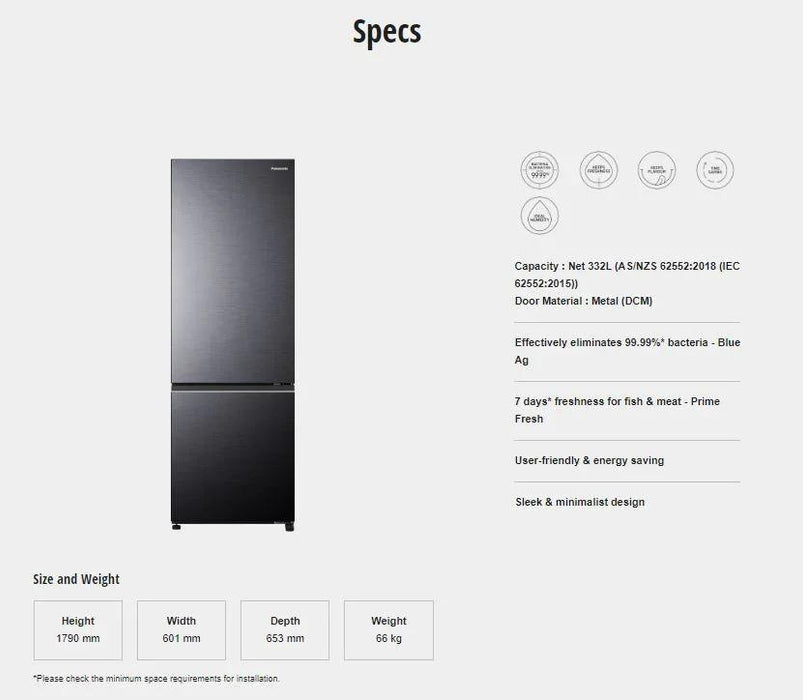 Panasonic 332L Bottom Mount Fridge Freezer - Stainless Steel (NR-BV361BPSA) - LX2001 - Homewares, Outdoor, Phone Accessories, Cases, Speakers, Headphones + More -