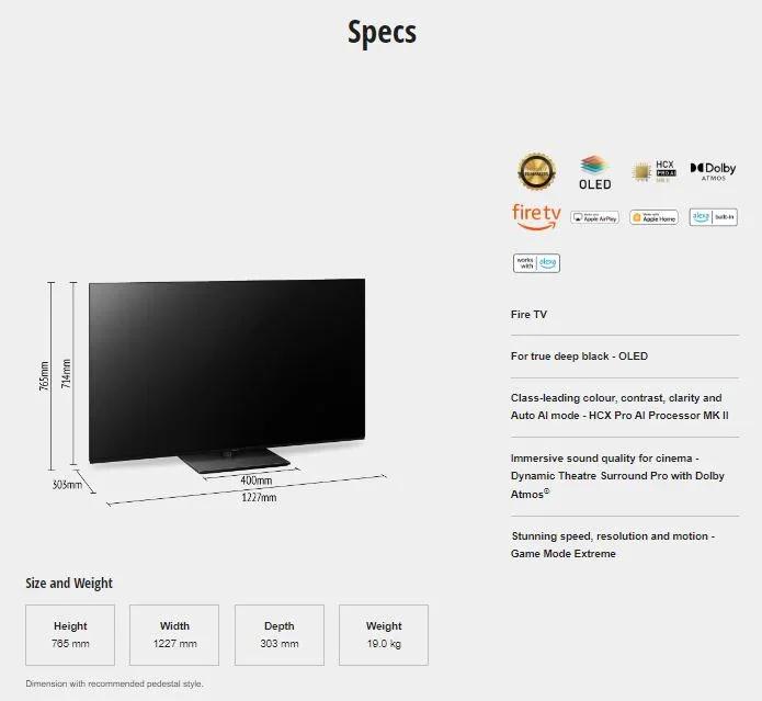 Panasonic 55" Inch Z85 OLED 4K HDR Smart TV with Fire OS 2024 - LX2001 - Homewares, Outdoor, Phone Accessories, Cases, Speakers, Headphones + More -