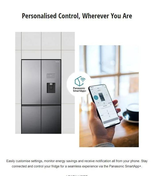 Panasonic 618L Quad Door Fridge Freezer w Ice Water Dispenser Stainless Steel - LX2001 - Homewares, Outdoor, Phone Accessories, Cases, Speakers, Headphones + More -