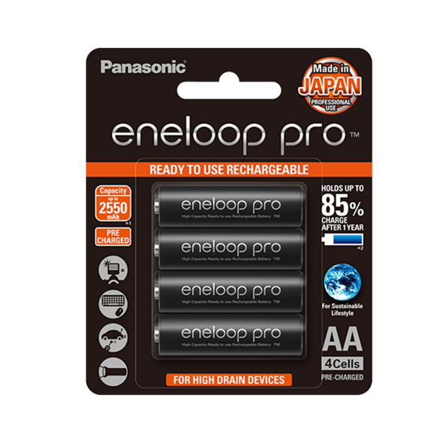 Panasonic Eneloop PRO AA 4PK Pack 2550mAh Rechargeable Batteries