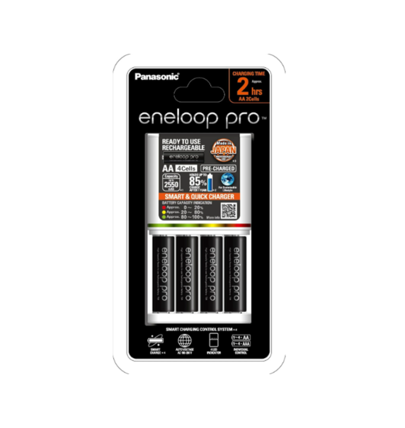 Panasonic Eneloop Pro 3hr Quick Charger + 4 x AA Eneloop Batteries
