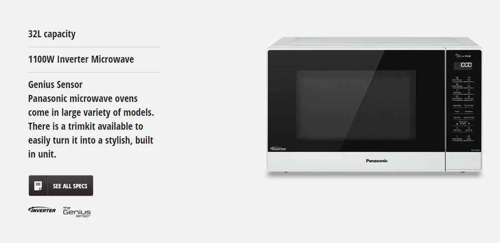 Panasonic Microwave 32L White NN-ST65JWQPQ - LX2001 - Homewares, Outdoor, Phone Accessories, Cases, Speakers, Headphones + More -