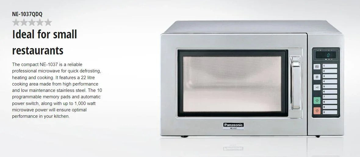 Panasonic NE-1037QDQ 22 Litre 1000 Watts Commercial Microwave Oven - LX2001 - Homewares, Outdoor, Phone Accessories, Cases, Speakers, Headphones + More -