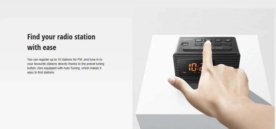 Panasonic RC-800 FM Clock Radio - Black - LX2001 - Homewares, Outdoor, Phone Accessories, Cases, Speakers, Headphones + More -