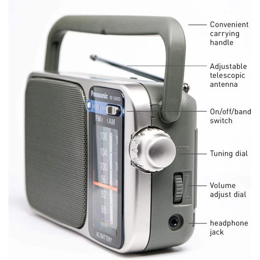 Panasonic RF-2400 Portable AM/FM Radio - Silver - LX2001 - Homewares, Outdoor, Phone Accessories, Cases, Speakers, Headphones + More -