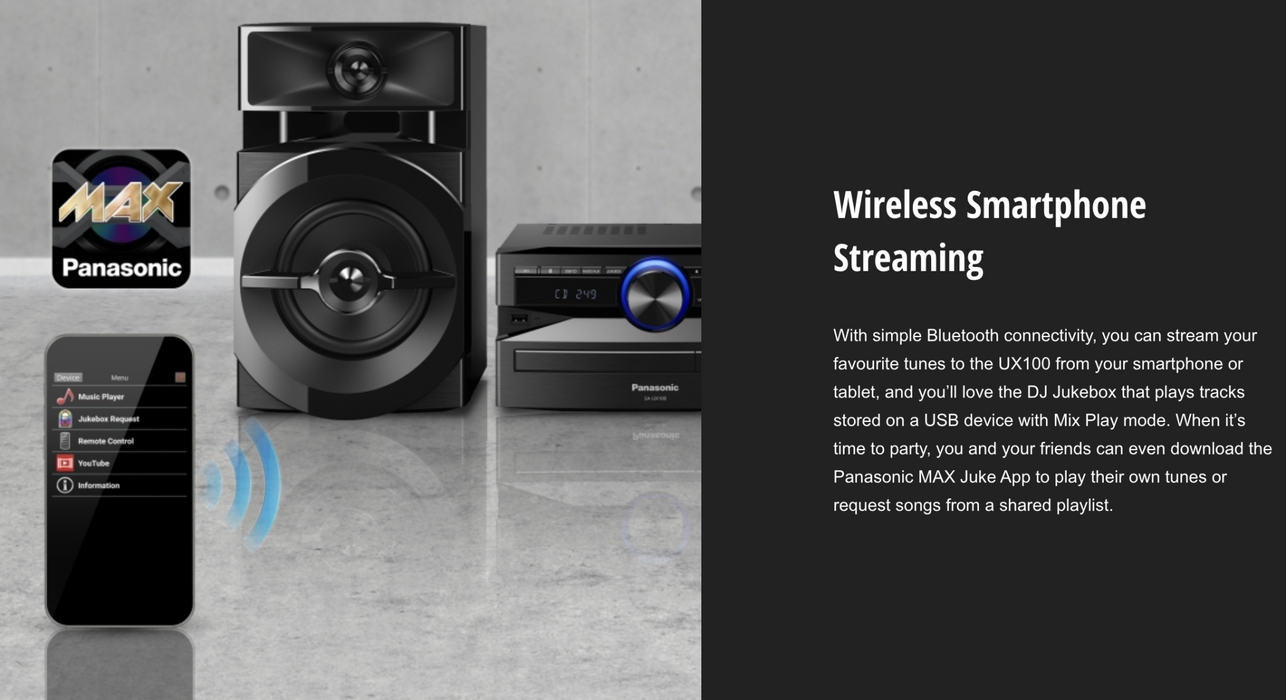 Panasonic SC-UX100 Mini System Party Speaker