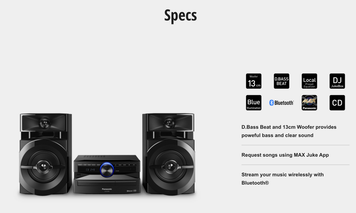 Panasonic SC-UX100 Mini System Party Speaker