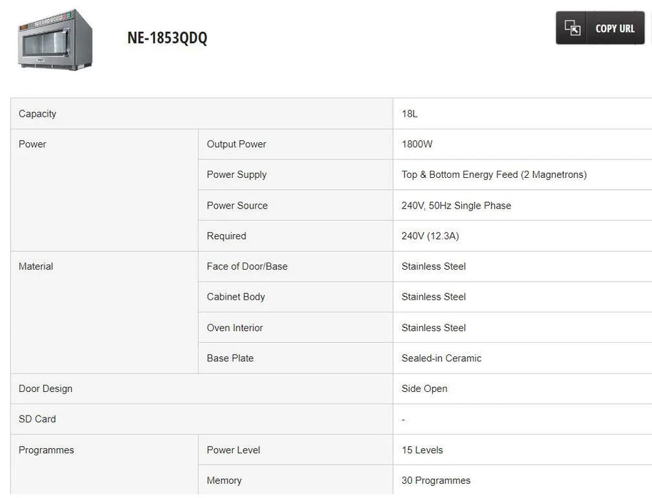 Panasonic Stainless 18L Commercial Microwave, 5 Stage Cooking NE-1853QDQ - LX2001 - Homewares, Outdoor, Phone Accessories, Cases, Speakers, Headphones + More -