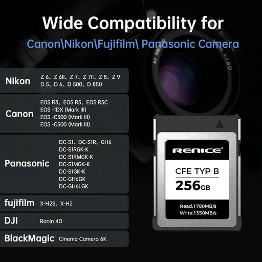 Renice X13 Cfexpress Type B Card R1780Mb/S W1350Mb/S 256Gb - LX2001 - Homewares, Outdoor, Phone Accessories, Cases, Speakers, Headphones + More -