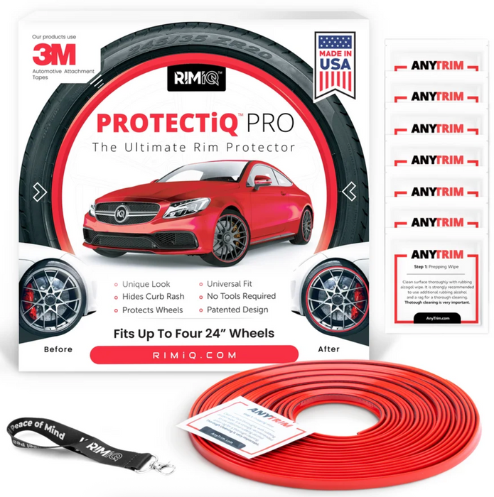 RIMiQ PROTECTiQ PRO Wheel Rim Curbing Protector - Red