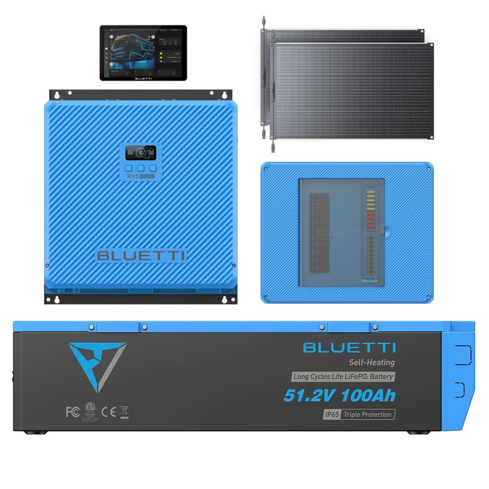 Bluetti Rv5 + B4810 + Epanel + Epad + 2X 100W Solar Panels Combo Incl. Cables