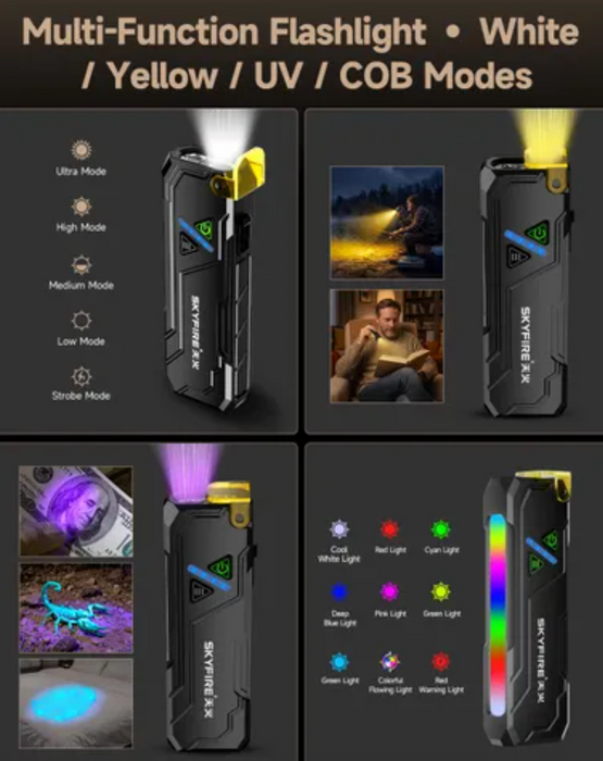 Skyfire 2191 Flashlight Torch Ip54 942 Lumens With Uv / Rgb