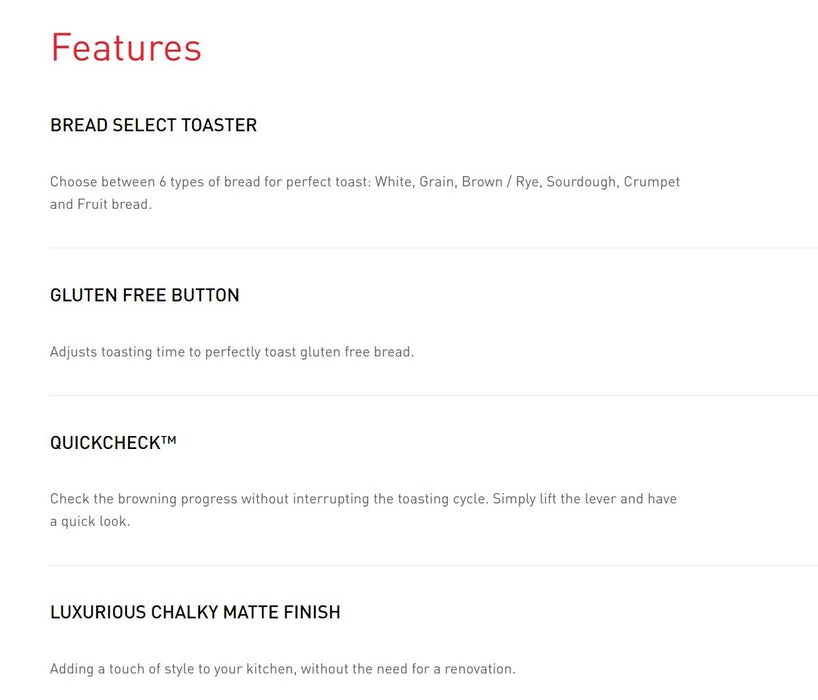 Sunbeam Alinea Select Collection 4 Slice Toaster - Black TA2840K