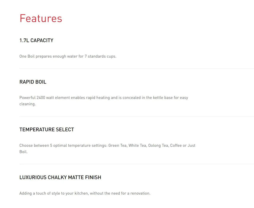 Sunbeam Alinea Select Temperature Select Kettle - White KE2800W - LX2001 - Homewares, Outdoor, Phone Accessories, Cases, Speakers, Headphones + More -