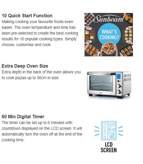 Sunbeam BT7100 Quick Start Oven 22L 9311445023402