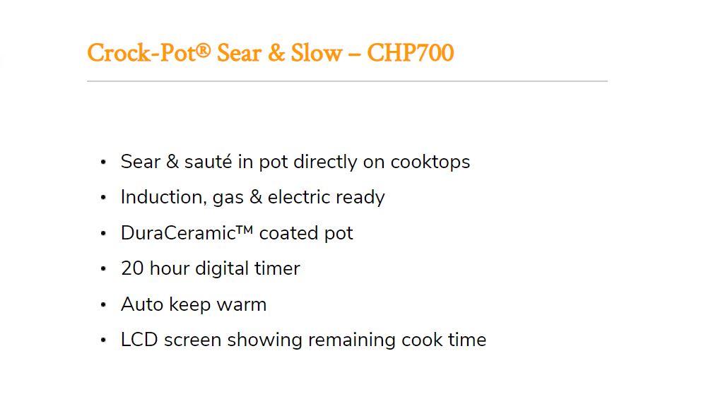 Sunbeam CHP700 CrockPot Sear & Slow Cooker