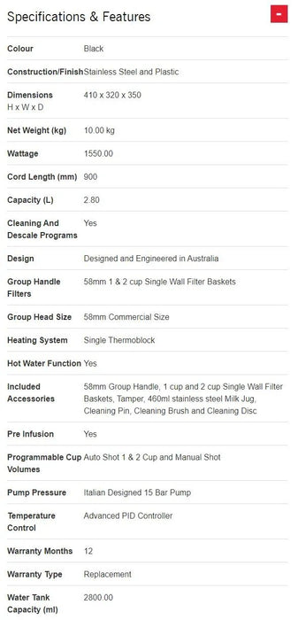 Sunbeam EM5300 EM5300K Barista Max Espresso Coffee Machine with Integrated Grinder BLACK EM5300K - LX2001 - Homewares, Outdoor, Phone Accessories, Cases, Speakers, Headphones + More -