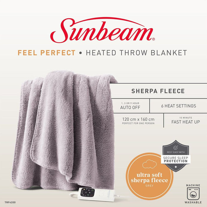 Sunbeam Feel Perfect Sherpa Fleece Heated Throw Blanket TRF4200 - LX2001 - Homewares, Outdoor, Phone Accessories, Cases, Speakers, Headphones + More -
