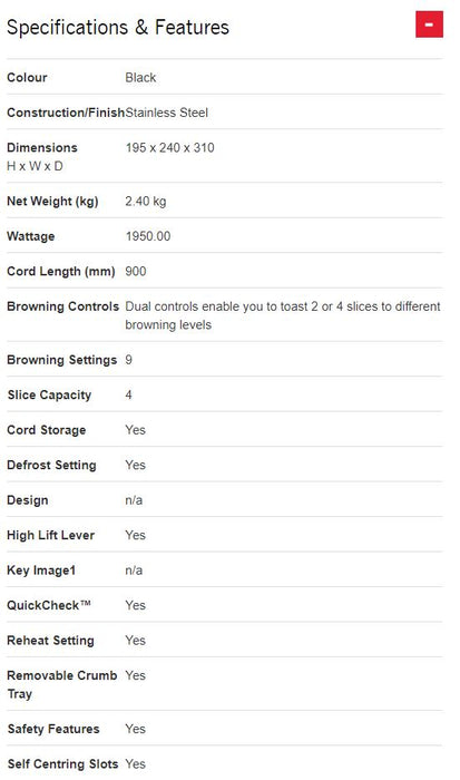 Sunbeam New York Collection 4 Slice Toaster - Black Bronze TA4440KB