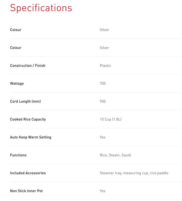 Sunbeam Rice Cooker + Saute 10 Cup RCP4000SV 9311445034569 - LX2001 - Homewares, Outdoor, Phone Accessories, Cases, Speakers, Headphones + More -