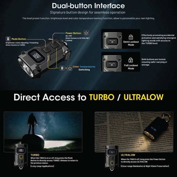 Nitecore 600 Lumen Usb-C Rechargeable Keychain Flashlight Black - LX2001 - Homewares, Outdoor, Phone Accessories, Cases, Speakers, Headphones + More -