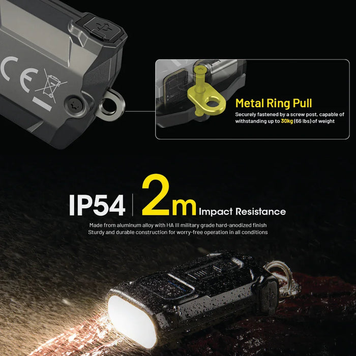 Nitecore 600 Lumen Usb-C Rechargeable Keychain Flashlight Grey - LX2001 - Homewares, Outdoor, Phone Accessories, Cases, Speakers, Headphones + More -