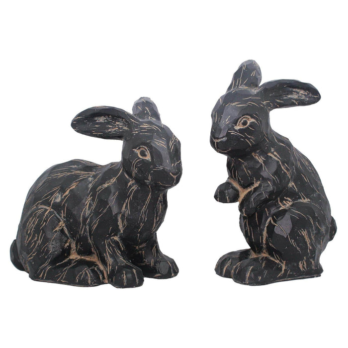 Figurine - Bunny set2 - Charcoal Wood Fi