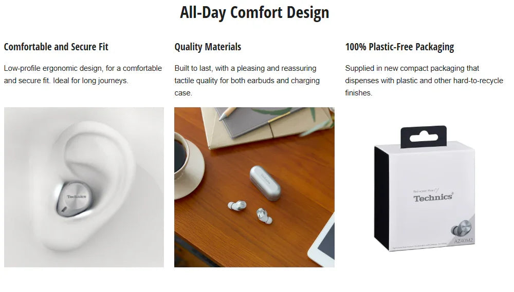 Technics AZ40 M2 True Wireless Noise Cancelling In-Ear Headphones - Black - LX2001 - Homewares, Outdoor, Phone Accessories, Cases, Speakers, Headphones + More -