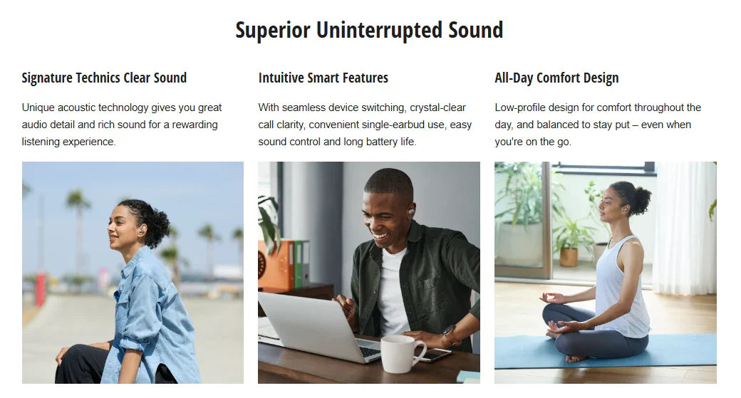 Technics AZ40 M2 True Wireless Noise Cancelling In-Ear Headphones - Black - LX2001 - Homewares, Outdoor, Phone Accessories, Cases, Speakers, Headphones + More -