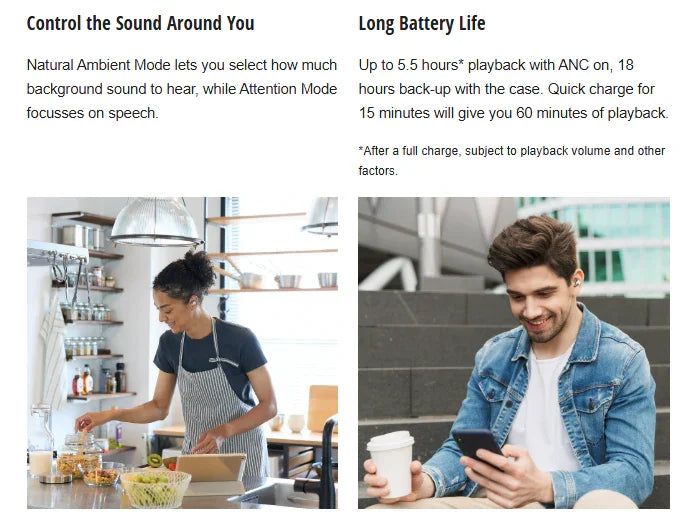 Technics AZ40 M2 True Wireless Noise Cancelling In-Ear Headphones - Black - LX2001 - Homewares, Outdoor, Phone Accessories, Cases, Speakers, Headphones + More -