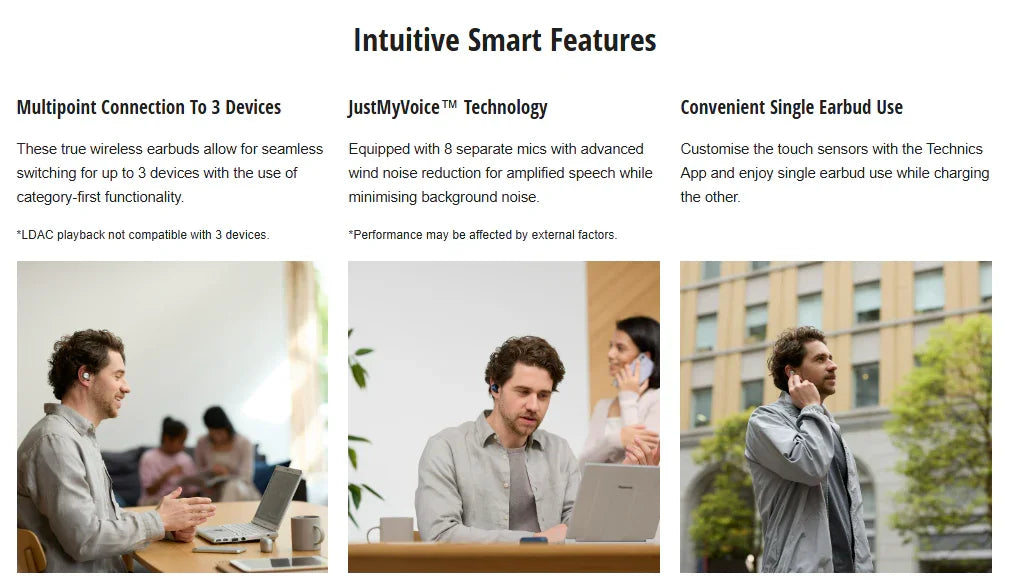 Technics AZ60 Premium True Wireless Noise Cancelling In-Ear Headphones - Silver - LX2001 - Homewares, Outdoor, Phone Accessories, Cases, Speakers, Headphones + More -