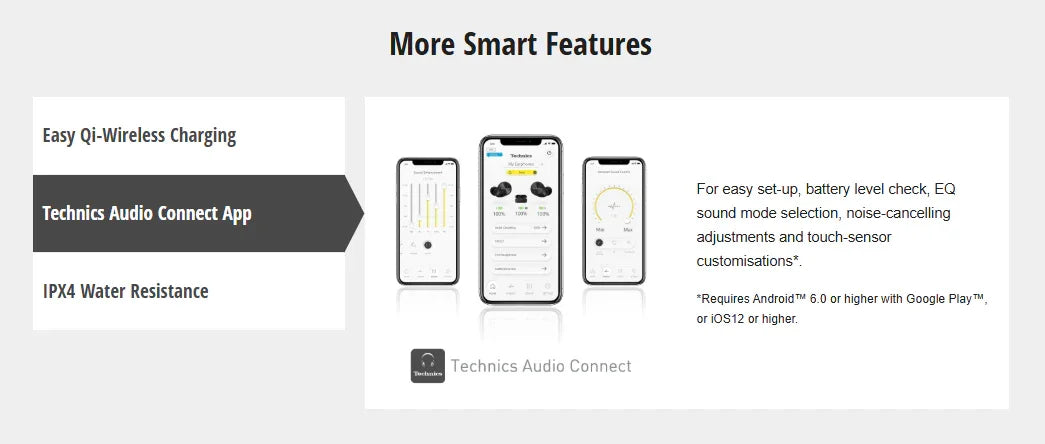 Technics AZ60 Premium True Wireless Noise Cancelling In-Ear Headphones - Silver - LX2001 - Homewares, Outdoor, Phone Accessories, Cases, Speakers, Headphones + More -