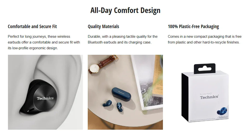 Technics AZ60 Premium True Wireless Noise Cancelling In-Ear Headphones - Silver - LX2001 - Homewares, Outdoor, Phone Accessories, Cases, Speakers, Headphones + More -